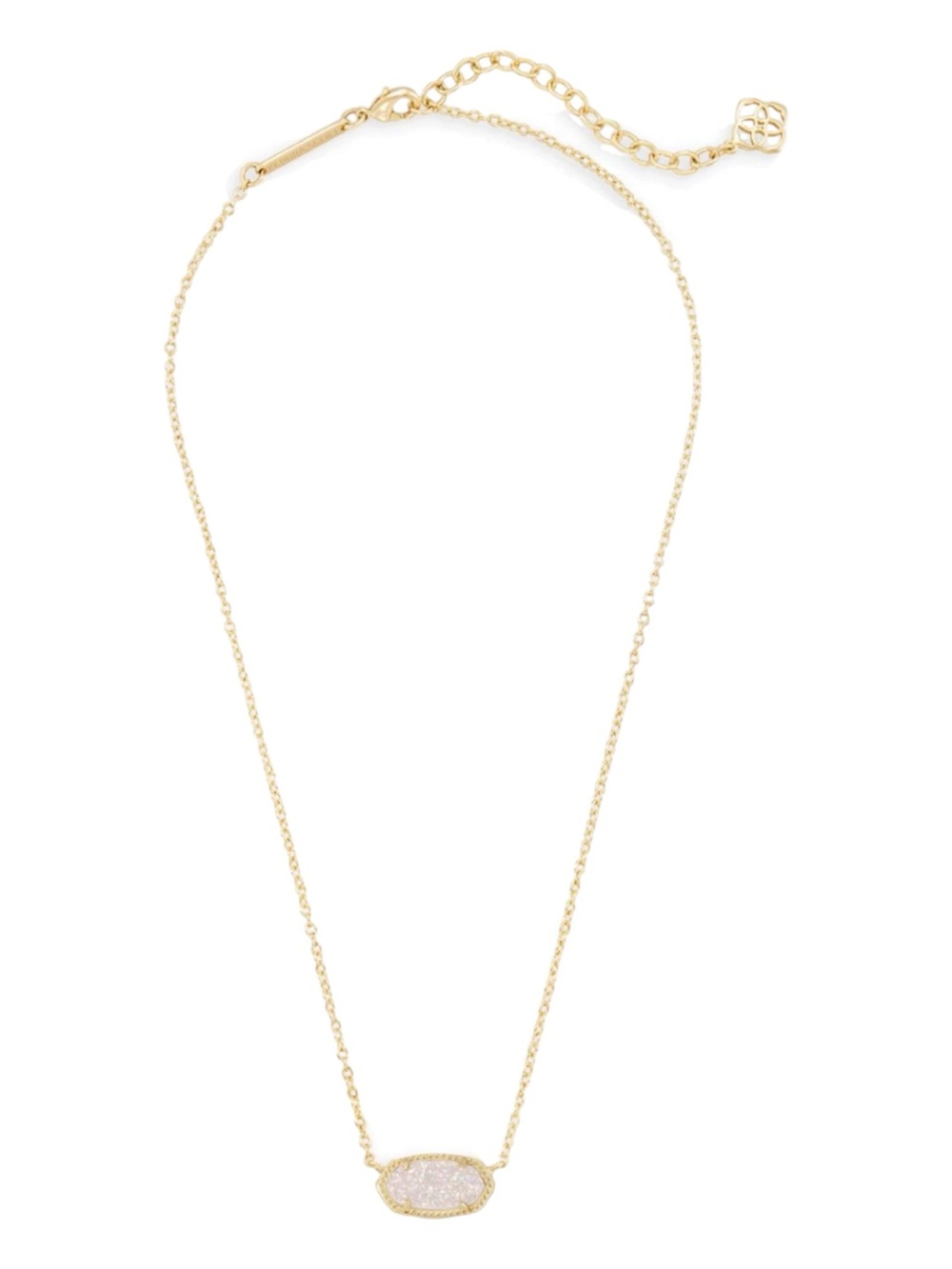 Kendra Scott Gold Chain Necklace with Pink Druzy Oval Pendant - Picture 2 of 3